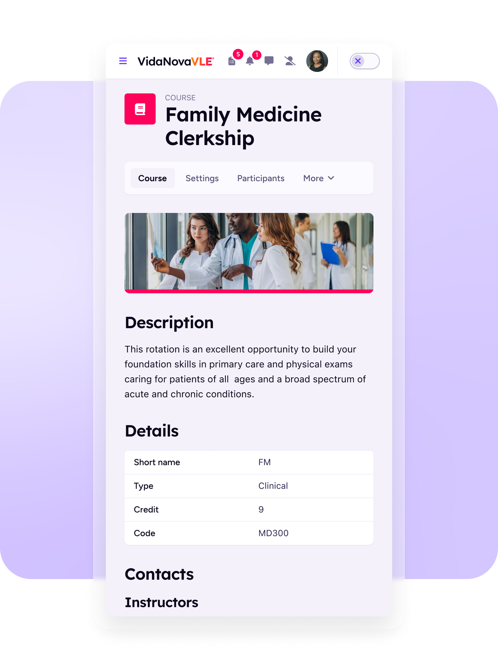 A mobile view of a course in VidaNovaVLE®.